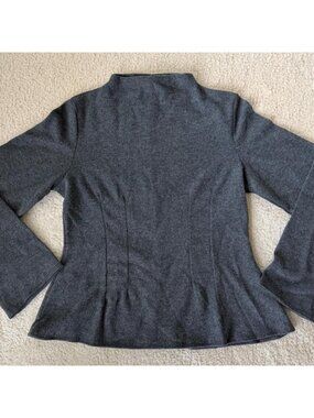 h&m gray long sleeve mock neck top with a peplum hem